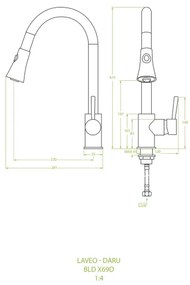 Laveo Daru, álló konyhai csaptelep h-410, grafit/szürke, LAV-BLD_969D