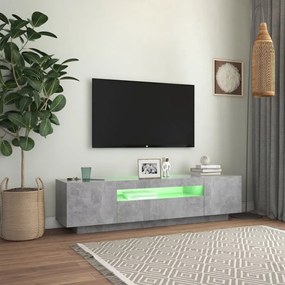 betonszürke TV-szekrény LED-lámpákkal 160 x 35 x 40 cm