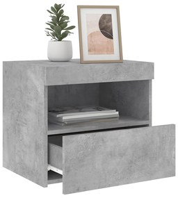 2 db betonszürke éjjeliszekrény LED-fényekkel 50x40x45 cm