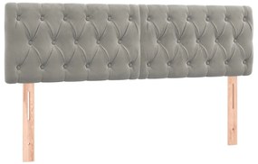 világosszürke bársony LED-es fejtámla 160 x 7 x 78/88 cm