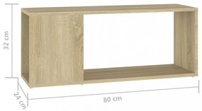 sonoma-tölgyszínű szerelt fa TV-szekrény 80 x 24 x 32 cm