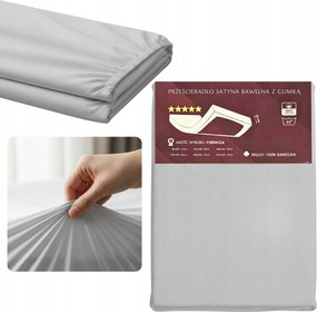 Pamut-szatén gumis lepedő 200x220cm 25cm Szürke Fény Puha