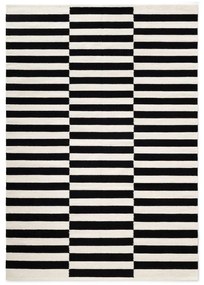Fekete-fehér kétoldalas kézi szövésű gyapjú szőnyeg 120x180 cm Donna – Hanse Home