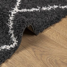 PAMPLONA fekete és krém bolyhos modern szőnyeg 240 x 240 cm