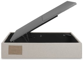 Bézs kárpitozott ágyneműtartós franciaágy 160x200 cm Matters – Kave Home