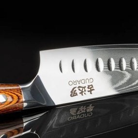 Gudaro - Damaszk Santoku konyhakés FENG 7,5", 67 rétegű acél, hossza 18 cm