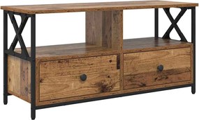 vidaXL TV szekrény fiókkal Öreg fa 90 x 33 x 45 cm Műszaki fa és acél