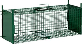 Outsunny Élő Állatcsapda 2 Ajtóval Fém Fogóketrec Nyulaknak, Nyesteknek, Kis Rókáknak 80x25x30 cm Sötét Zöld | Aosom