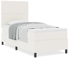 Box Spring Ágy Matrac Krém Egyszemélyes Kordbársony