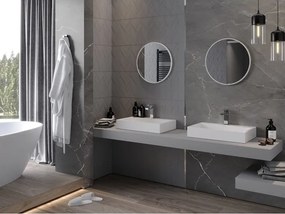 Mexen Loft 50 cm-es kerek fürdőszobai tükör, fehér keret - 9850-050-050-000-20