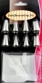 Tortadíszítő Szett Szilikon Nyomózsákkal És Fém Csőrőkkel