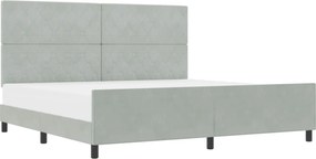vidaXL Boxrugós ágy fejtámlával Világosszürke 200 x 200 cm Bársony