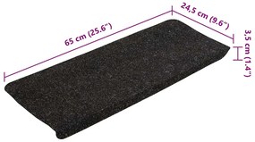 15 db antracitszürke öntapadó lépcsőszőnyeg 65x24,5x3,5 cm