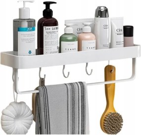 Fehér Fürdőszobai Zuhanypolc Akasztós öntapadós+lyukacsos 40cm