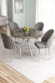 Mos étkezőgarnitúra, antracit-króm, 90 cm – TR240CHR2916
