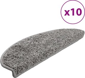 vidaXL 10 db szürke, félkör alakú, nagy lépcsőszőnyeg 65 x 21 x 4 cm