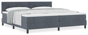 Boxspring Ágy Mattal Sötétszürke 200x200 cm Bársonyos