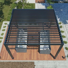 Alumínium bioklimatikus pergola elektromos lamellákkal 3 x 4 M + LED világítás