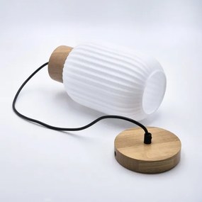 Csillár zsinóron HARMONY 1xE27/15W/230V átm. 14 cm fehér/tölgy