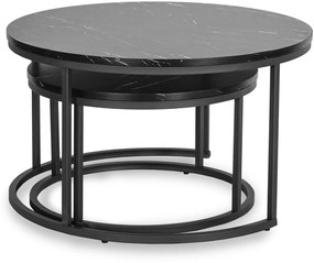 Dohányzóasztal szett fekete márvány színben. MAURO MAX