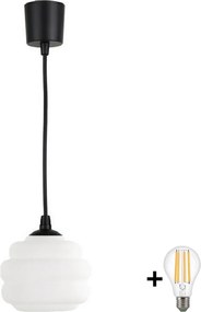 Brilagi - LED zsinóros csillár RETRO GLASS 1xE27/60W/230V Ø 20 cm fekete/fehér