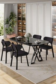 Axton étkezőgarnitúra, fekete márvány-antracit, 168 cm – TR240CHR2705