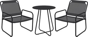 Outsunny 3 darabos Kerti Bútor Szett, Terasz Bútor, 2 Szék 1 Kerek Asztal, Acél és Lélegző Szövet, Szürke | Aosom