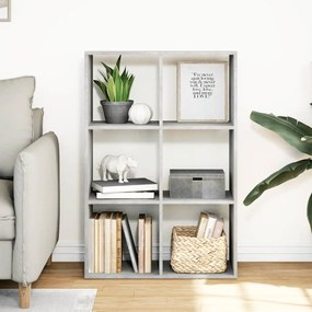 betonszürke szerelt fa elválasztó könyvespolc 69,5x29x103,5 cm
