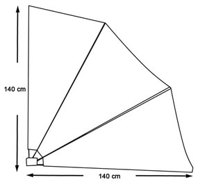 Legyező árnyékoló erkélyre, 140 cm, 2 színben-szürke