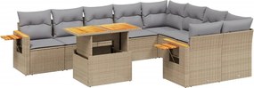 vidaXL 10 részes bézs polyrattan kerti ülőgarnitúra párnával