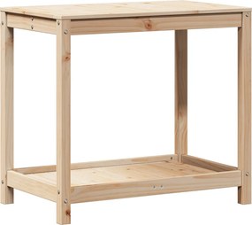 vidaXL tömör fenyőfa ültetőasztal polccal 82,5x50x75 cm