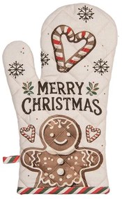 Karácsonyi pamut edényfogó kesztyű Classic Gingerbread Magic mézeskalácsos