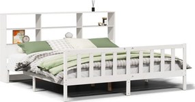vidaXL fehér tömör fenyőfa könyvespolcos ágy matrac nélkül 180x200 cm
