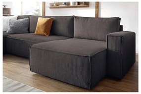 Szürkésbarna kordbársony kinyitható (U alakú) sarokkanapé Nihad – Bobochic Paris