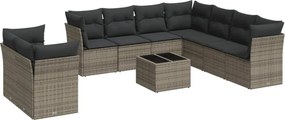 vidaXL 10 részes szürke polyrattan kerti ülőgarnitúra párnákkal