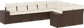 vidaXL 9 részes barna polyrattan kerti ülőgarnitúra párnákkal
