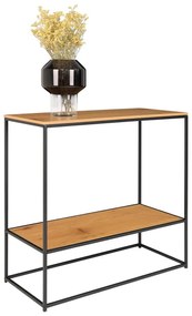 Natúr színű konzolasztal tölgyfa dekoros asztallappal 80x36 cm Vita – House Nordic