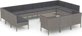 vidaXL 14 részes szürke polyrattan kerti ülőgarnitúra párnákkal