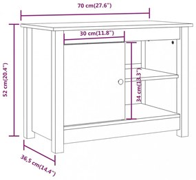 tömör fenyőfa TV-szekrény 70 x 36,5 x 52 cm
