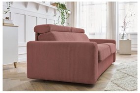 Rózsaszín kordbársony kinyitható kanapé 215 cm Monaco – Bobochic Paris