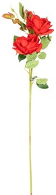 Mesterséges rózsacsokor, két virággal és bimbóval,piros, 71 cm