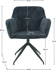 Forgószék, sötétszürke Bársony szövet/fekete, VELEZA NEW