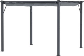 Outsunny Pergola Pavilon Teraszi Fedél Csúszó Tetővel Kert Aluminium Antracit Szürke + Sötét Szürke 3x3x2.23m | Aosom