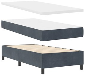 Ágykeret Matrac nélkül Sötétszürke 90x200 cm Bársonyos