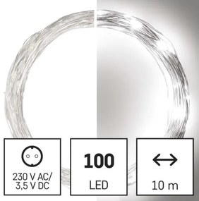 LED Karácsonyi kültéri lánc 100xLED/15m IP44 hideg fehér