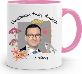 Rózsaszín Politikai Bögre Mateusz Morawiecki Miniszterelnök fényképes nyomtatással