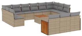 14 részes bézs polyrattan kerti ülőgarnitúra párnával