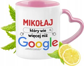 Mikulás bögre rózsaszín szív alakú füllel Kávé ajándék