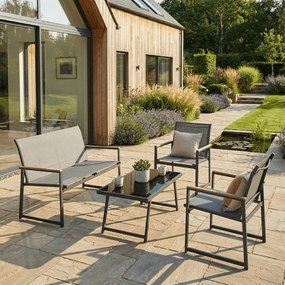 Kerti bútor garnitúra, hálós kivitel, szürke, AZS-S1212 GREY