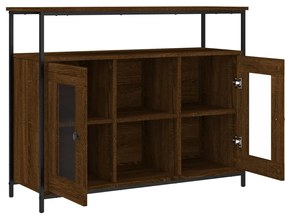 barna tölgy színű szerelt fa tálalószekrény 100 x 35 x 80 cm